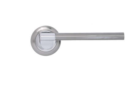 Metal door handle isolated on white background side viewの写真素材