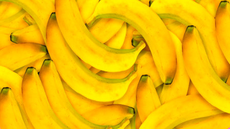 banana background. Close up of fresh ripe yellow bananas. food background.の写真素材