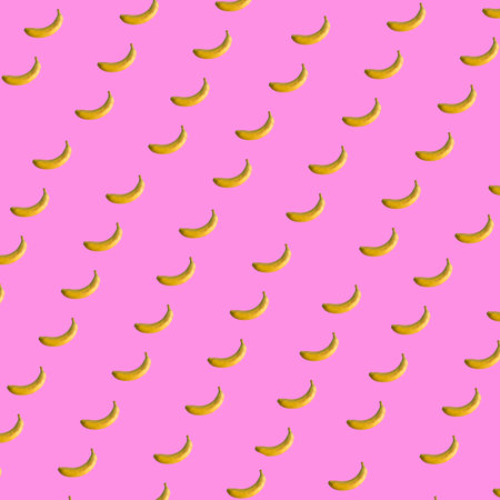 Seamless pattern with banana on pink background. vector illustration.の写真素材
