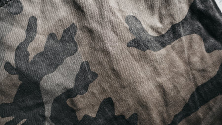 Camouflage pattern background. Close up of camouflage fabric texture.の写真素材