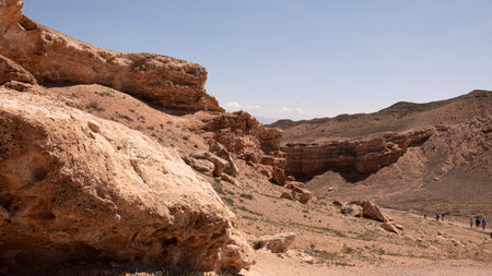 Rocky hills of the Negev Desert in Israel. Breathtaking landscape and nature of the Middle East.の写真素材