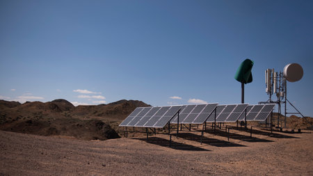 solar energy in the desert of lanzarote, spainの写真素材