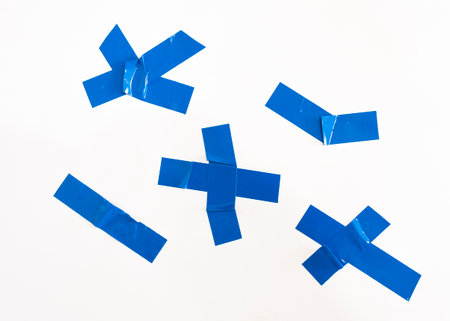 Blue adhesive tape isolated on white background, medical and healthcare concept.の写真素材