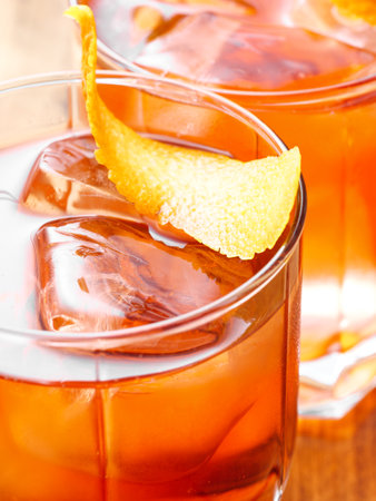 Negroni cocktail top view, close up.の写真素材