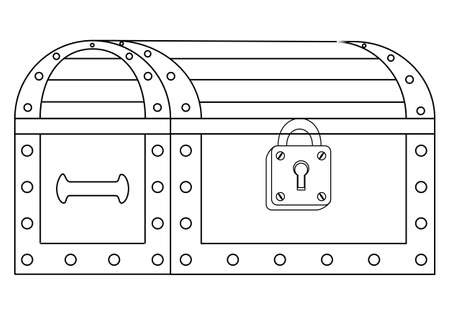 Illustration of a locked chest on white background, contour, outline.のイラスト素材