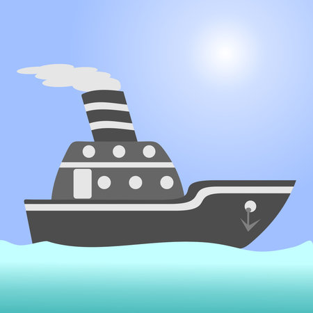 Ship. argo ship in the open oceanのイラスト素材