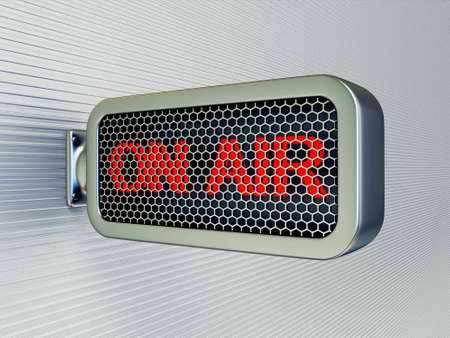 on air banner on a black wall  isolatedの写真素材