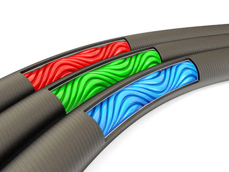 conceptual cables isolated on a white backgroundの写真素材