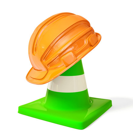 orange helmet for builder isolated on a white
