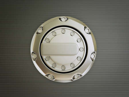 steel fuel cap isolated on a black backgrouondの写真素材