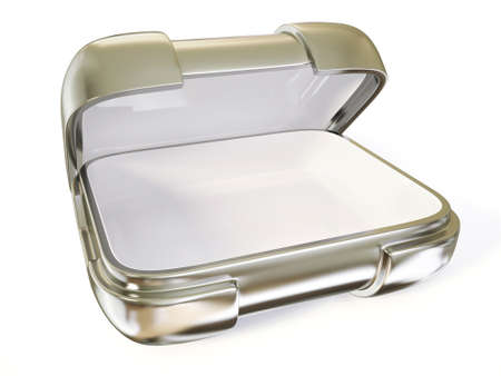 steel box isolated on a white background.の写真素材