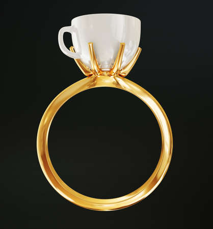 gold ring isolated on a black backgroundの写真素材