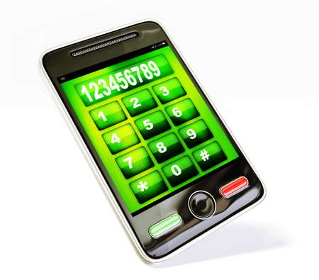 touchscreen mobile phone isolated on a white background.の写真素材