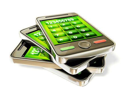 touchscreen mobile phone isolated on a white background.の写真素材