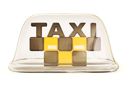 taxi sign isolated on a white background.の写真素材