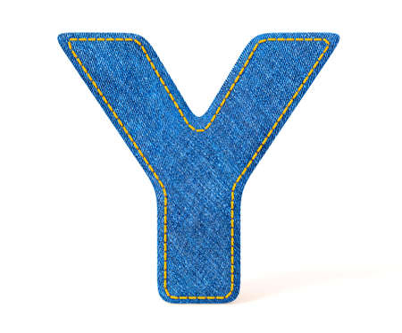 Denim letter isolated on a white background.の写真素材