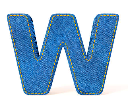 Denim letter isolated on a white background.の写真素材