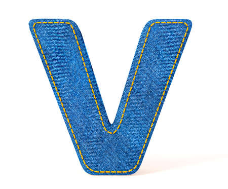 Denim letter isolated on a white background.の写真素材