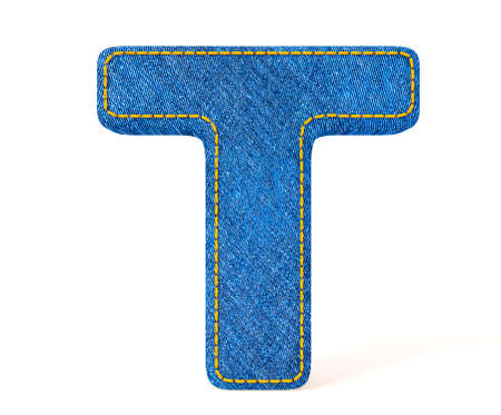 Denim letter isolated on a white background.の写真素材