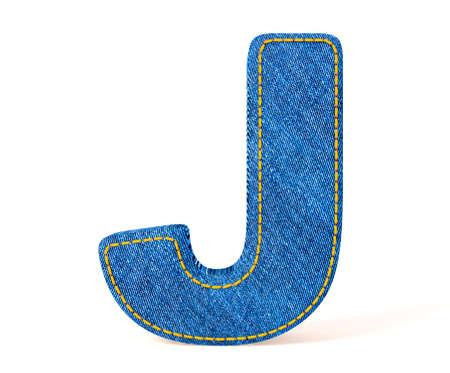 Denim letter isolated on a white background.の写真素材