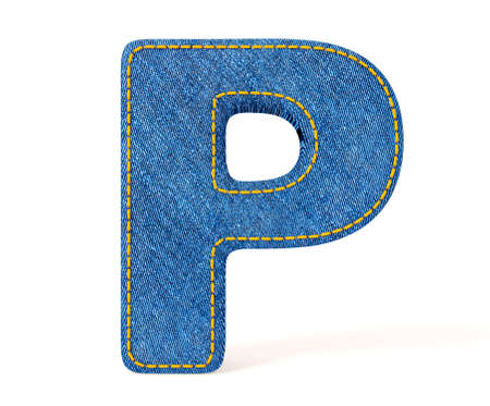 Denim letter isolated on a white background.の写真素材