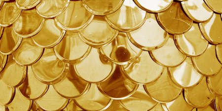 Gold tiles background with a circle elements.の写真素材