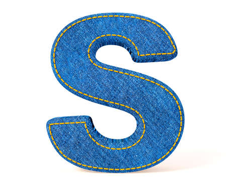 Denim letter isolated on a white background.の写真素材