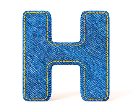 Denim letter isolated on a white background.の写真素材