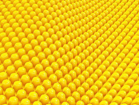 Yellow abstract background many spheres. 3d illustration.の写真素材