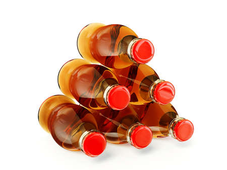 cola bottles close-up isolated on a white.の写真素材