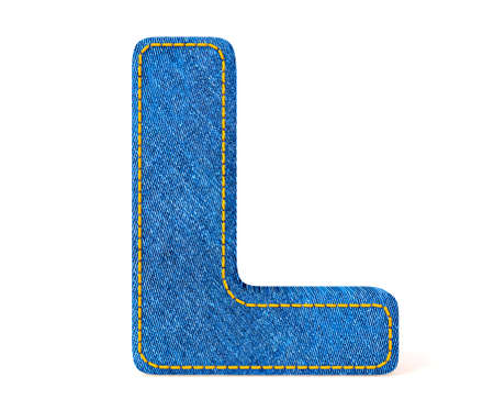 Denim letter isolated on a white background.の写真素材