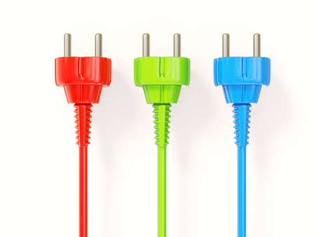 colored plugs  isolated on a white background.の写真素材