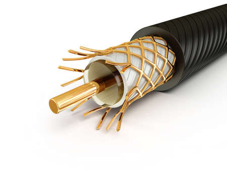 macro cable isolated on a white backgroundの写真素材