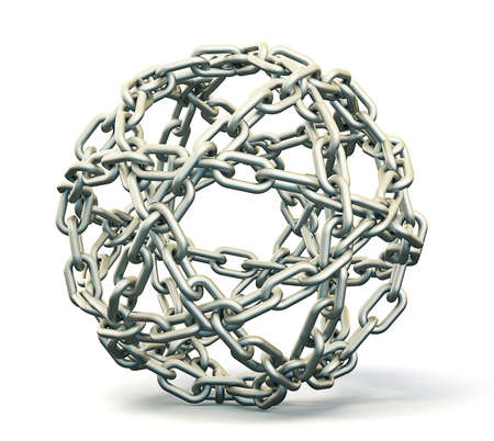 steel chain isolated on a white backgroundの写真素材