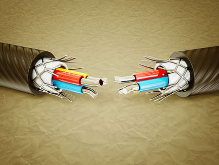 macro cable isolated on a brown backgroundの写真素材