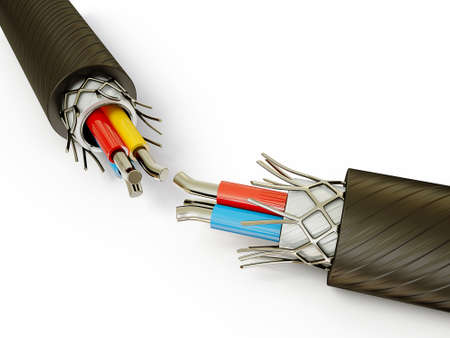 macro cable isolated on a white backgroundの写真素材