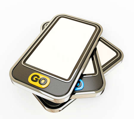 3d smartphone isolated on a white backgroundの写真素材