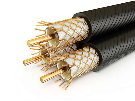 macro cable isolated on a white backgroundの写真素材