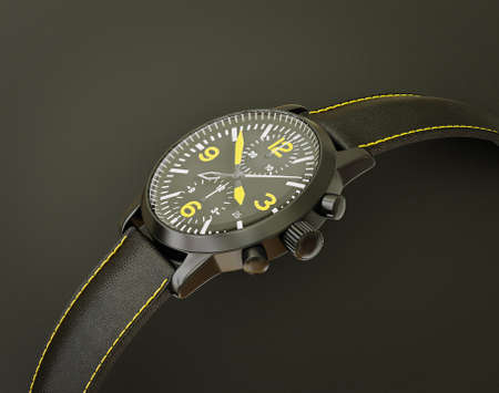 luxury watch isolated on a black  backgroundの写真素材