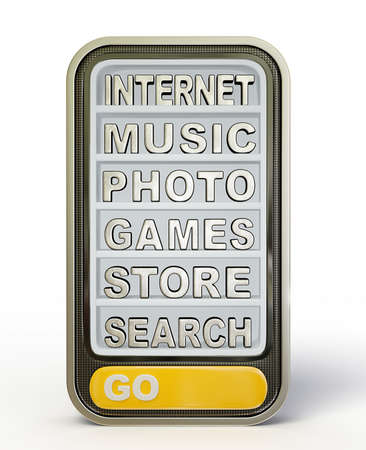 3d smartphone isolated on a white backgroundの写真素材