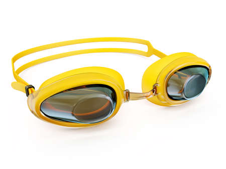 plastic goggles  for swimming isolated on a whiteの写真素材