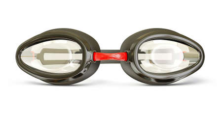 plastic goggles  for swimming isolated on a whiteの写真素材