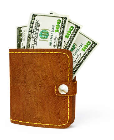  cash wallet isolated on a white backgroundの写真素材