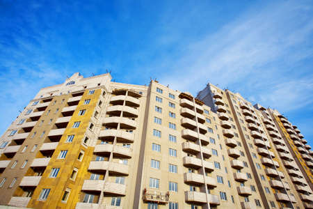 construction of the skyscraper on blue sky backgroundの写真素材