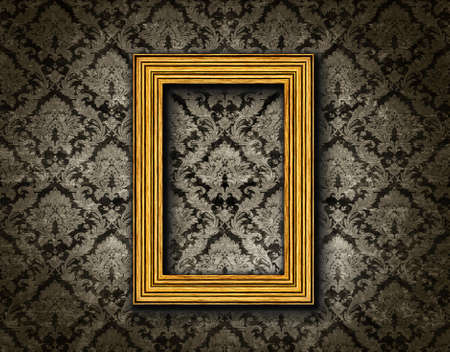 vintage pattern background with a gold frameの写真素材
