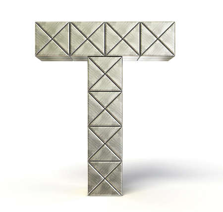 steel letter isolated on a white backgroundの写真素材