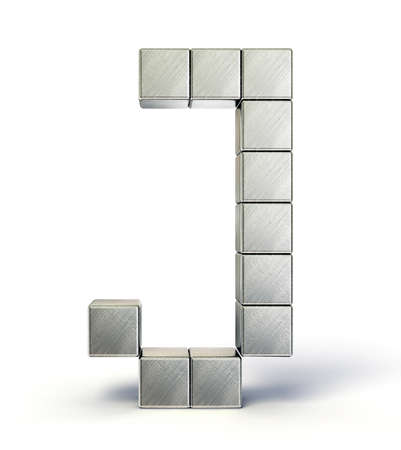 steel letter isolated on a white backgroundの写真素材