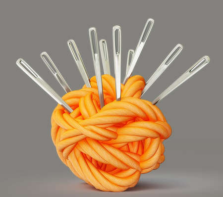 orange art clew isolated on a white backgroundの写真素材