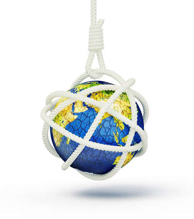  earth in noose isolatedon a white backgroundの写真素材