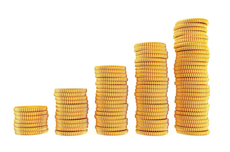 3d coins isolated on a white background